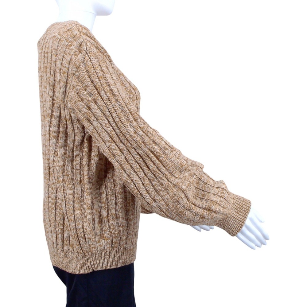 Blanknyc Heather Ribbed Crewneck Chunky Pullover Sweater Women's M Tan Orange‎ - Picture 2 of 8